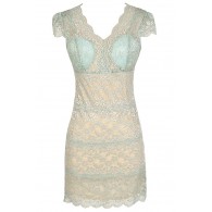 Material Girl Delicate Lace Bustier Dress in Mint